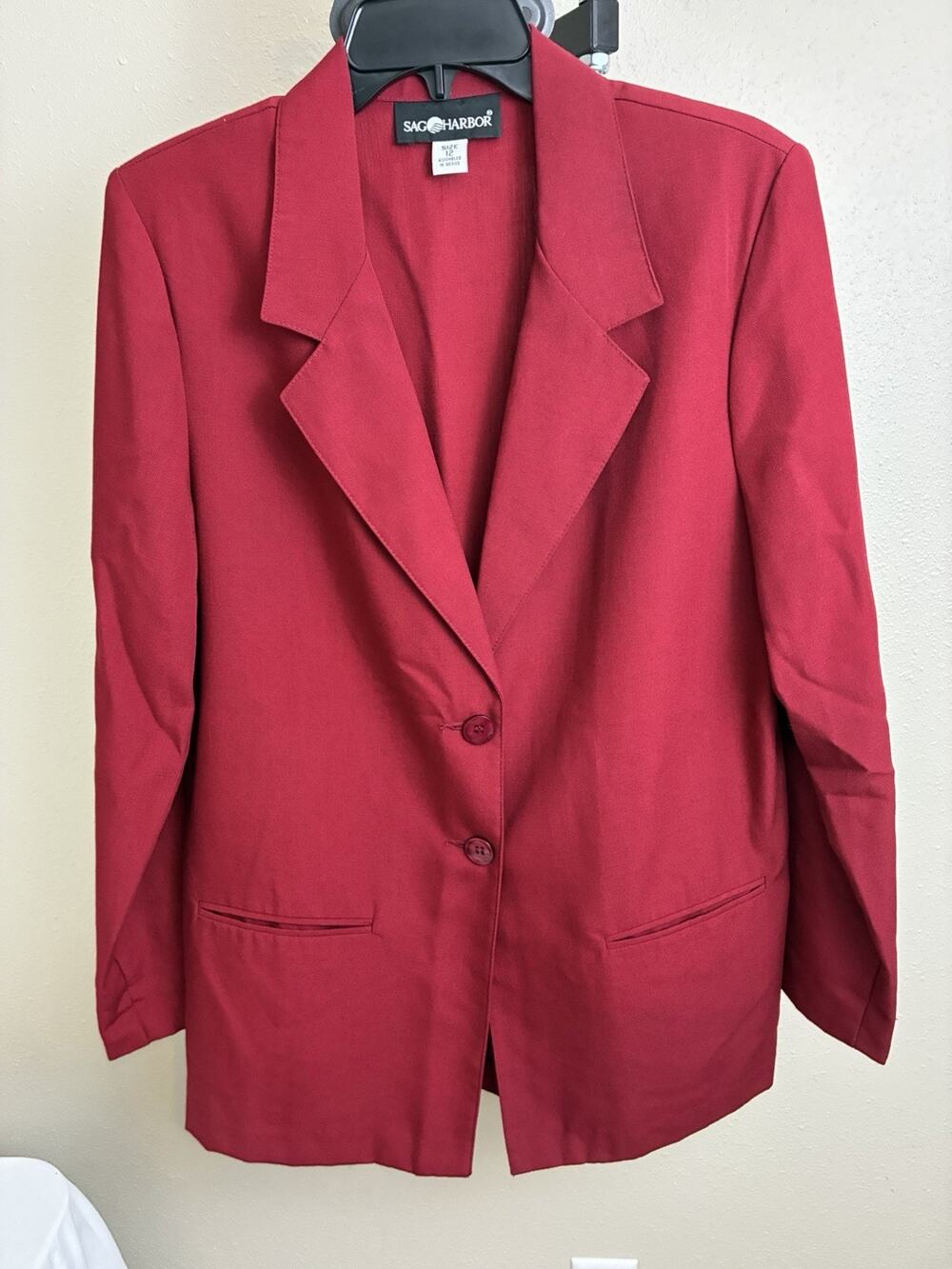 Vintage Sag Harbor Woman Black Solid Red Size 12 Dual Button Pockets